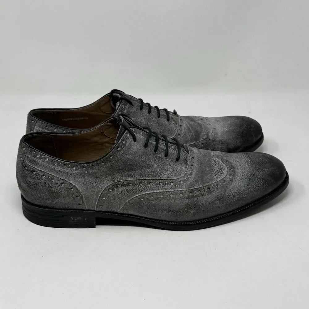 John Varvatos Sid Oxford Dress Shoes Mens 12 M Gray Leather Wingtip Brogue